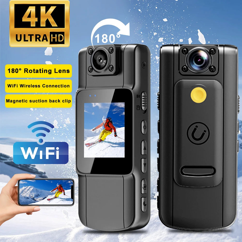 4K 1080P HD Wifi Mini Camera Handheld Back Clip Law Enforcement IR Night Vision Smart Portable Camera Car Recorder Zpaxo