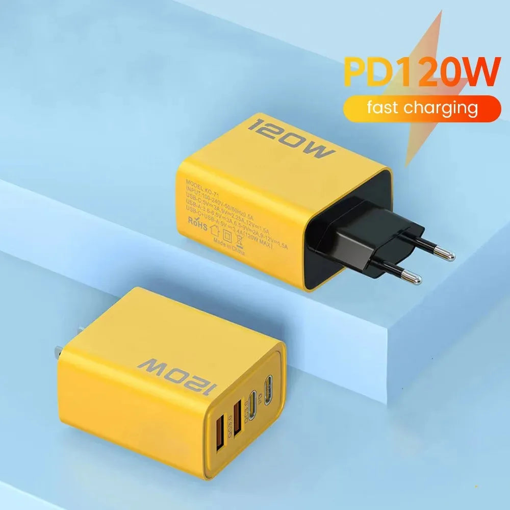 120W 4-Port USB Wall Charger – QC3.0 Fast Charging Adapter USB Wall Charger Zpaxo