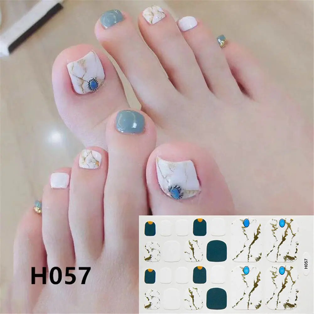 22PCS Toe Nail Stickers/Strips Nail Art Fake Nails Stickers for Nails Toe Self-Adhesive Feet Stickers for Girls DIY Zpaxo