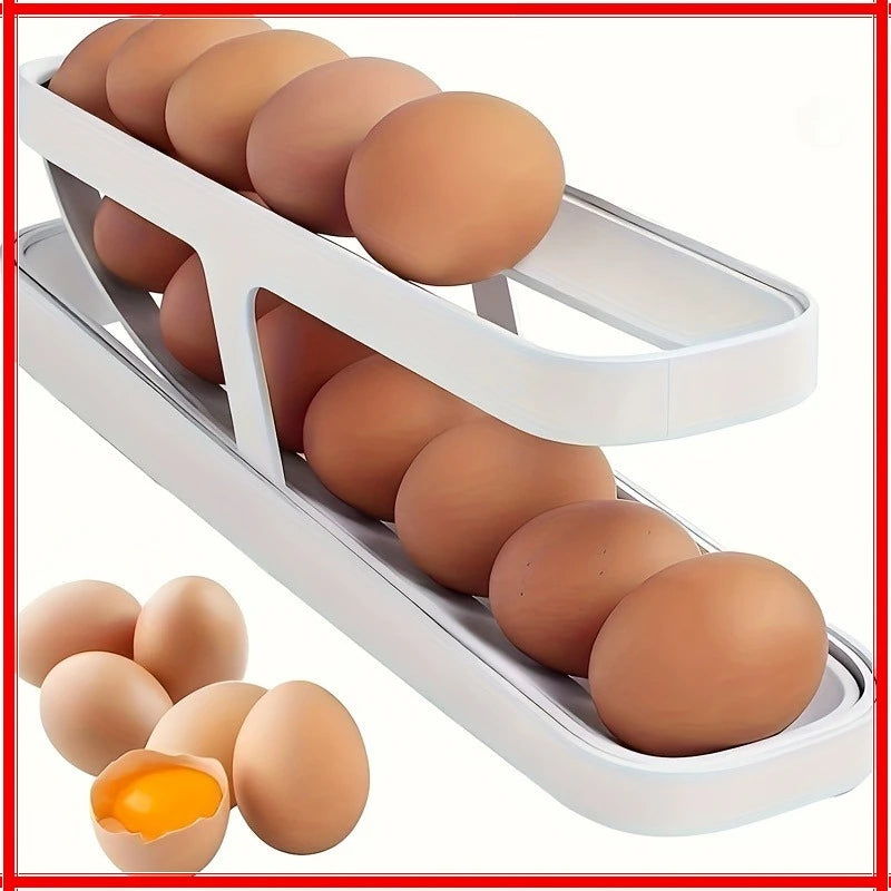 2-Pack Automatic Egg Roller Organizer – Fridge & Countertop Egg Roller Organizer Zpaxo