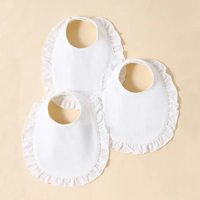 Baby Girls' Saliva Towel 100 Cotton Soft Comfort Lace White