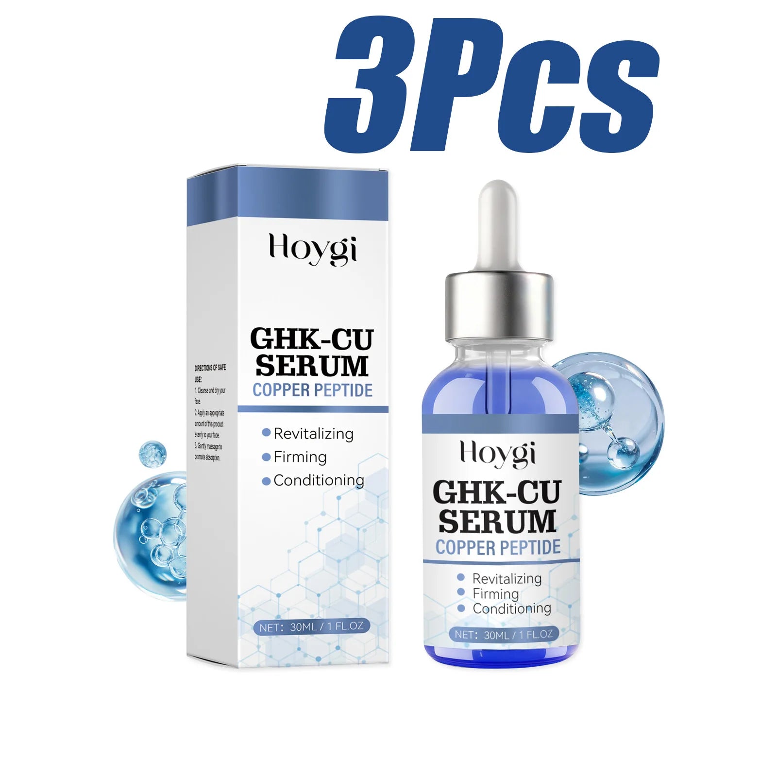 Hoygi Copper Peptide Anti-Aging Face Serum – Firm & Hydrate Anti-Aging Face Serum Zpaxo 3 x 30ml Boxed