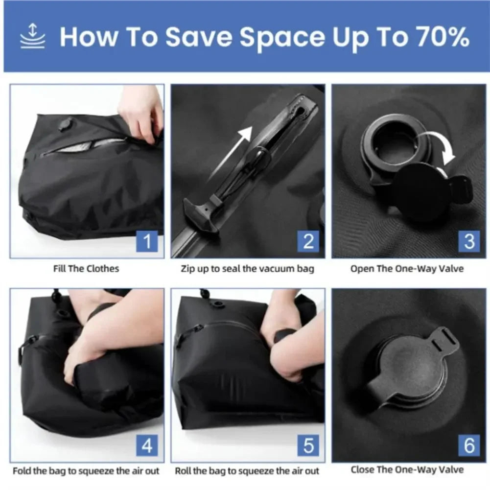 New Reusable Vacuum Bags for Travel Dustproof Space Saver Vacuum Compression Bag Waterproof Luggage Vacuum Storage Bag Backpack Zpaxo