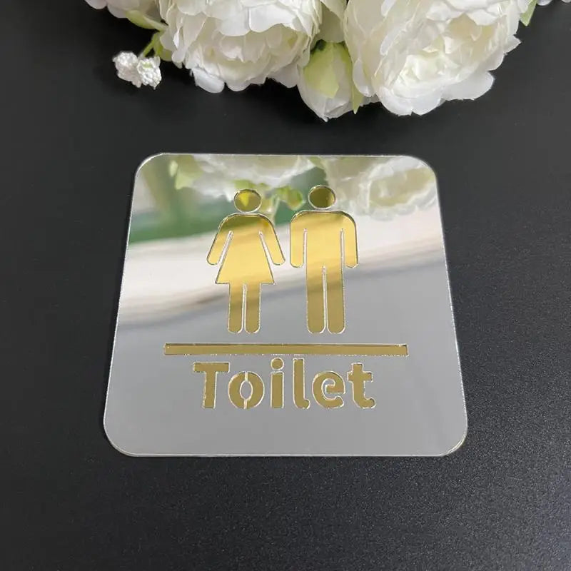 3.94-inch Acrylic Toilet Sign For Men And Women, Bathroom Identification, Round And Square Toilet Mirror Decals For Home Decor. Zpaxo A2