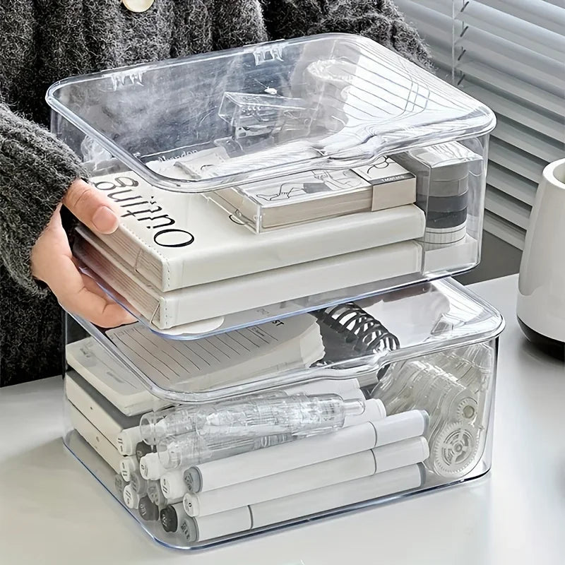 Acrylic Clear Storage Organizer Box Clamshell Design Home Office