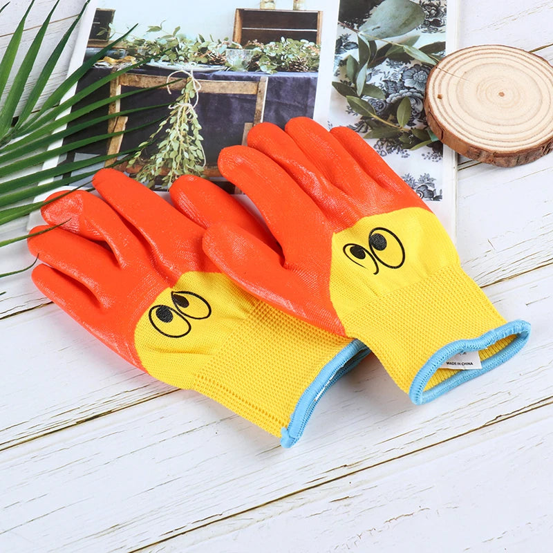 Pair Breathable Children Garden Glove Durable Waterproof Protective