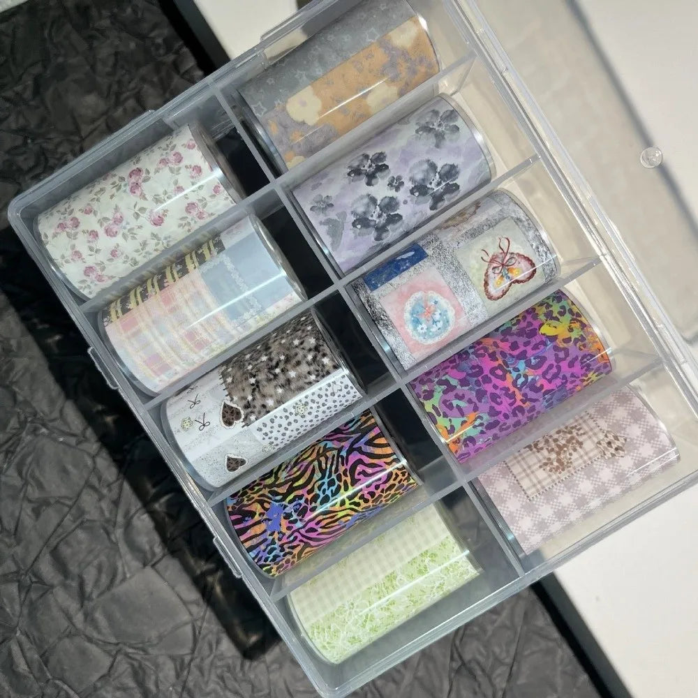 Professional Flower Nail Foils Stripe Pattern Leopard Print Art Zpaxo