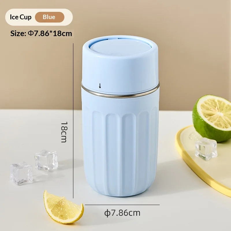 One Click Press To Defrost 304 Ice Making Cup, Ice Tray Beverage, Soda Ice Tray, Outdoor Fitness Cooling Coffee Cup Zpaxo blue