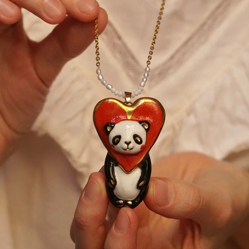 Vintage Cute Cartoon Animal Pendant Necklace Women Retro Fashion Zpaxo