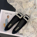 Flat Shoes for Women Spring and Autumn 2025 New Square Toe Rhinestone Shallow Flat Shoe for Work Loafers Women Big Size 42 43 44 Zpaxo Black 44