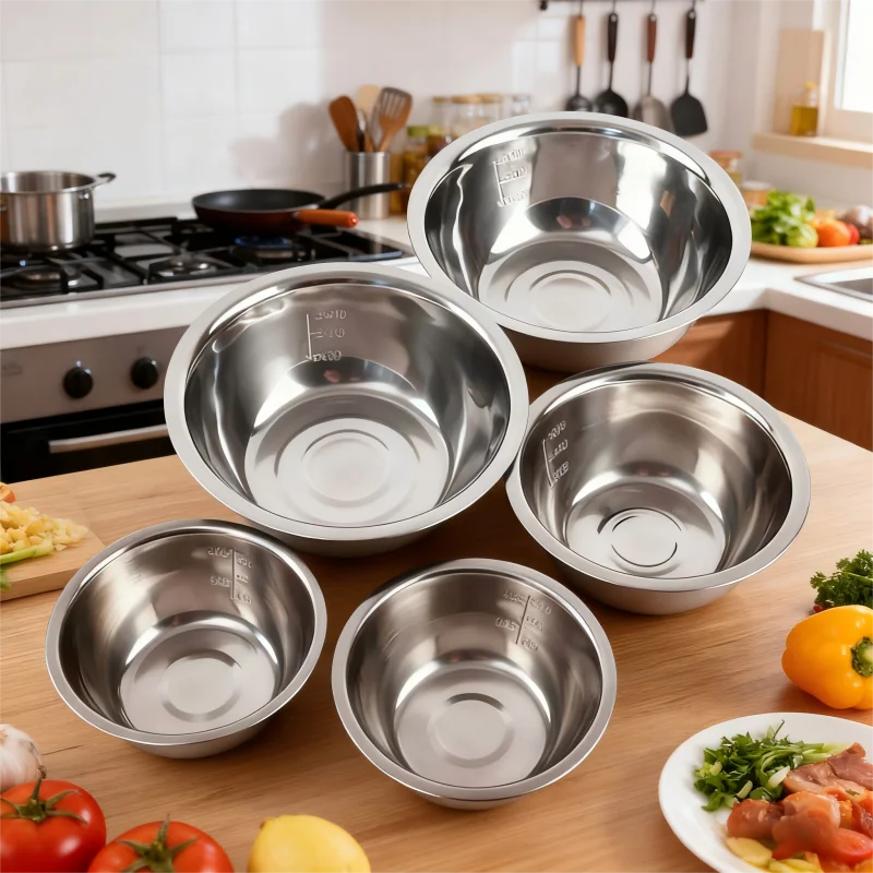 5-piece Household Stainless Steel Pots Bowls Picnic Camping Barbecue Zpaxo