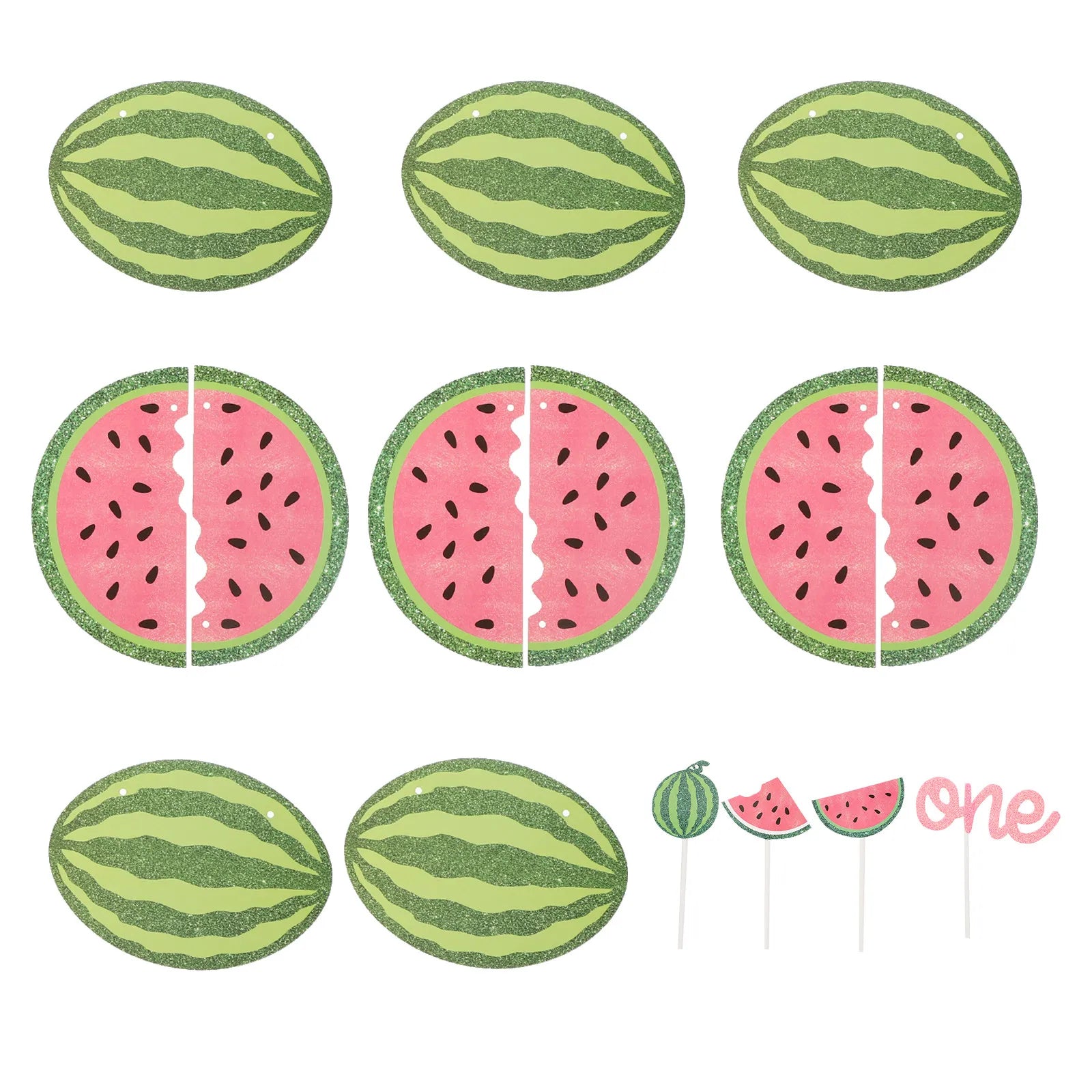 1Set Watermelon Banner Summer Party Supplies Cake Picks Birthday Party Decoration Accessories Decor for Birthday Zpaxo
