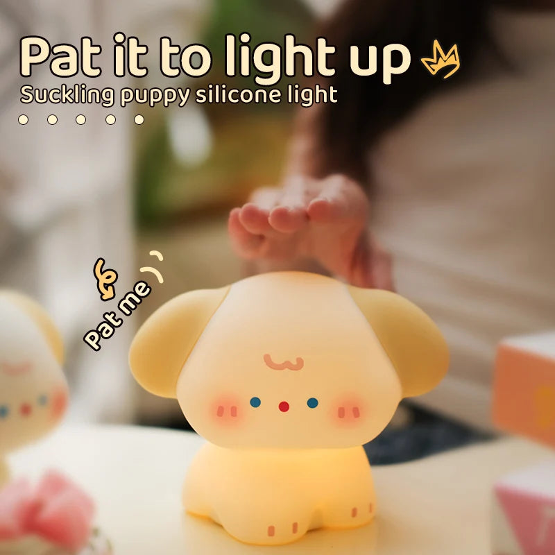 Squishy Dog Night Light With 3 Brightness Adjustable Nursery Nightlight Novelty Rechargeable Silicone Touch Bedside Lamp Zpaxo