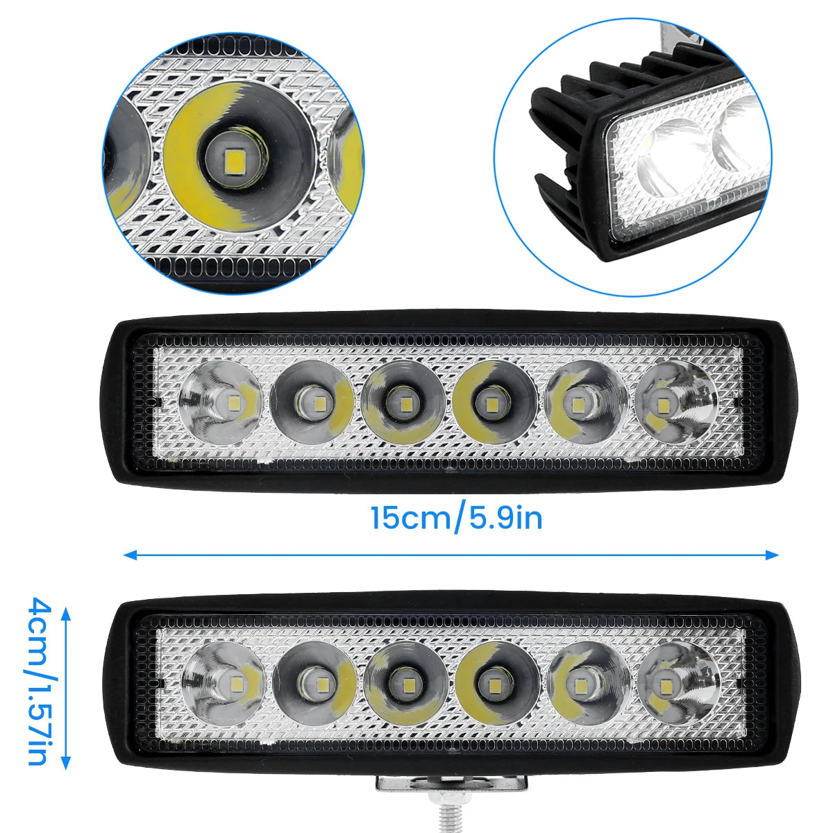 1/2Pcs LED Work Light Strip Shape Light Bar 6000K Flood Spot White Off Road Head Car light IP67 Auto parts For Multiple Scenes Zpaxo