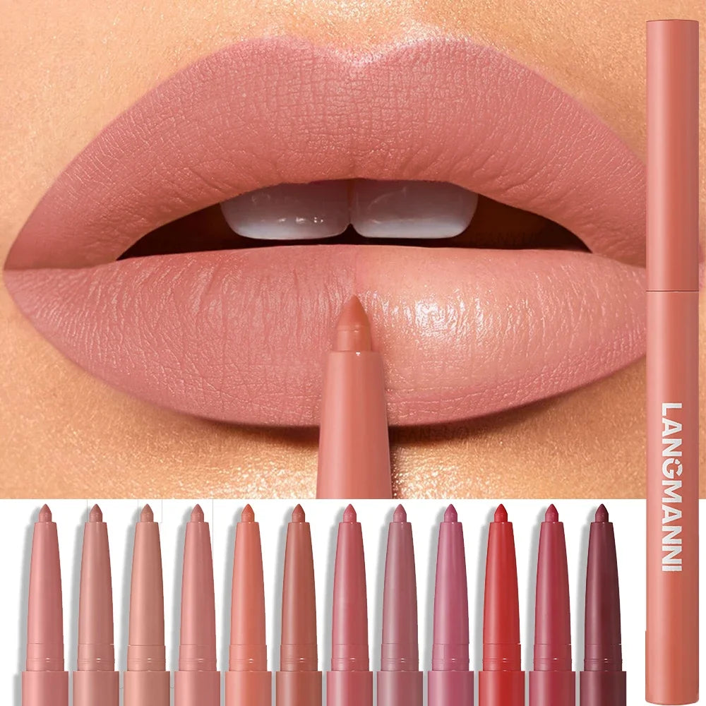 LANGMANNI Sexy Velvet Matte Lip Liner Pen Waterproof Silky Natural Contour Non-Stick Cup Makeup Lipstick Pencil Lasting Cosmetic Zpaxo