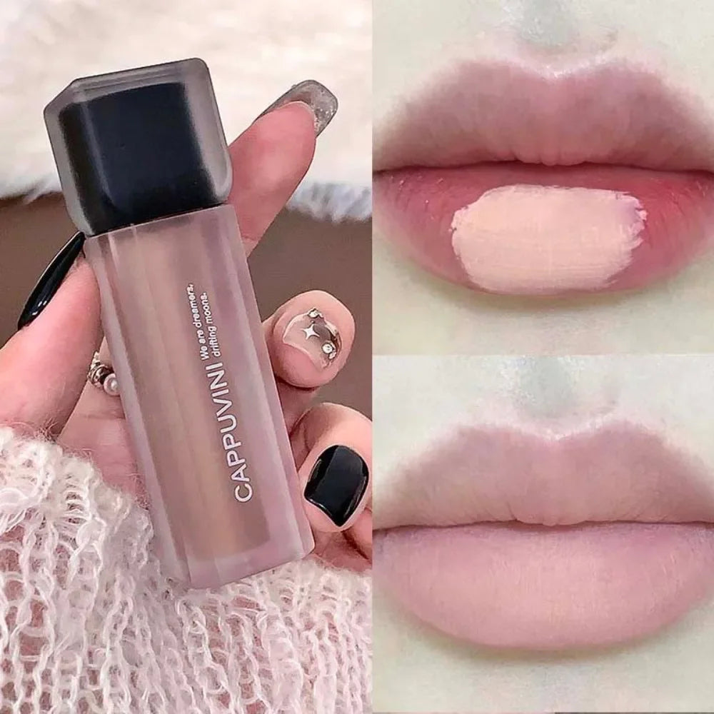 Punk Black Gothic Lip Gloss Matte Dark Brown Lipstick Nude Lip Tint Waterproof Velvet Liquid Lipstick Lip Satin Korean Cosmetics Zpaxo