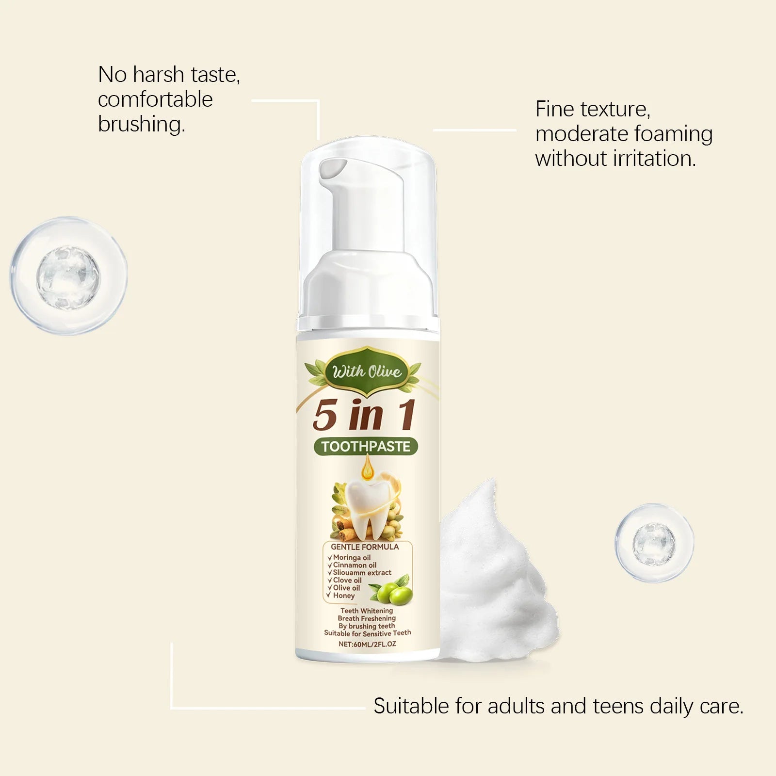 Olive Teeth Clean Toothpaste Mild Foaming Deep Cleaning Offer Oral Health Environment Keep Freshness Breath Portable Toothpaste Zpaxo
