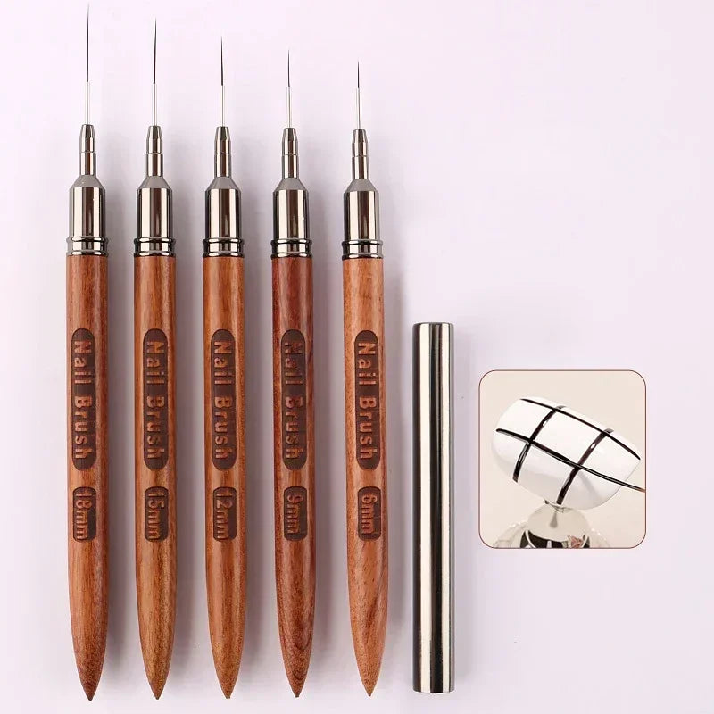 Nail Brush Wood Handle Gel Nail Art Liner DIY Painting Brush Drawing Lines Stripe Flower Painting Pen UV Gel Manicure Salon Tool Zpaxo