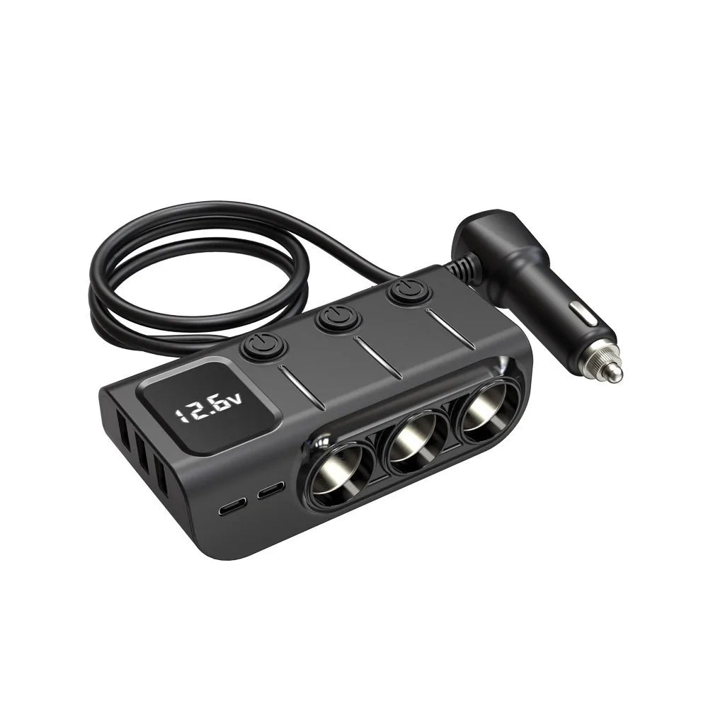 12V/24V Car Inverter Fast Charger Dual USB Car Socket Splitter LED Voltage Display Multi Ports Car Charger Adapter Dashcam Zpaxo Black