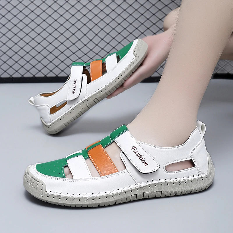 Summer Men Sandals Leather Mens Casual Shoes Outdoor Beach Roman Zpaxo