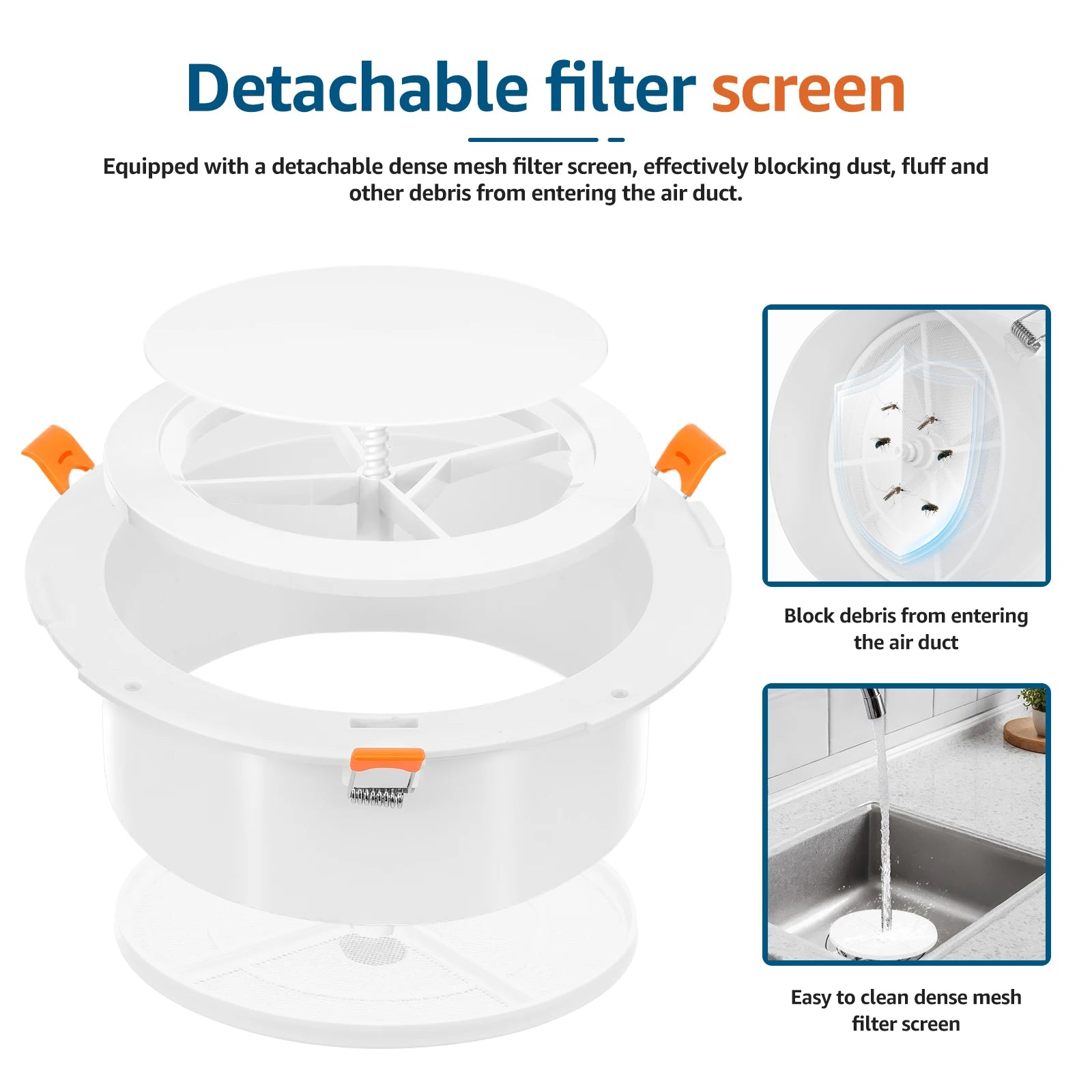Round Vent Cover with Adjustable Panel & Removable Mesh Screen ABS Ceiling Diffuser for HVAC, Bathroom, Kitchen, Wall and Duct A Zpaxo