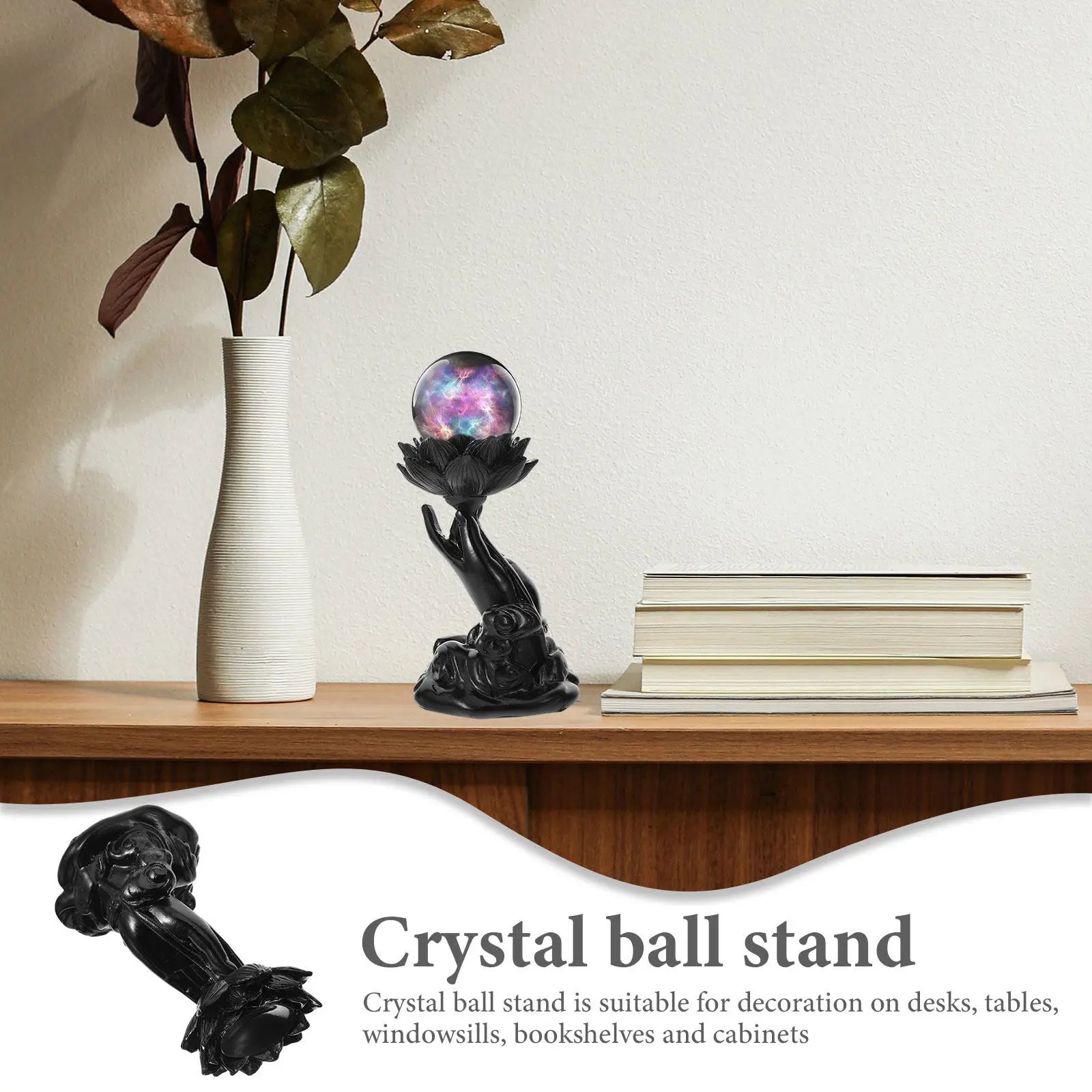 Lotus Buddha Hand Crystal Ball Holder Resin Stand Sphere Support