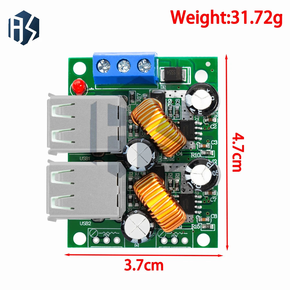 A5268 4 USB Output Buck Module, DC 12V/24V/40V to 5V 5A Car Step-Down Power Regulator Board Zpaxo