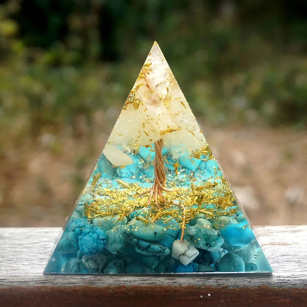 Handmade Orgone Pyramid Natural Crystal Reiki Chakra Orgonite Energy