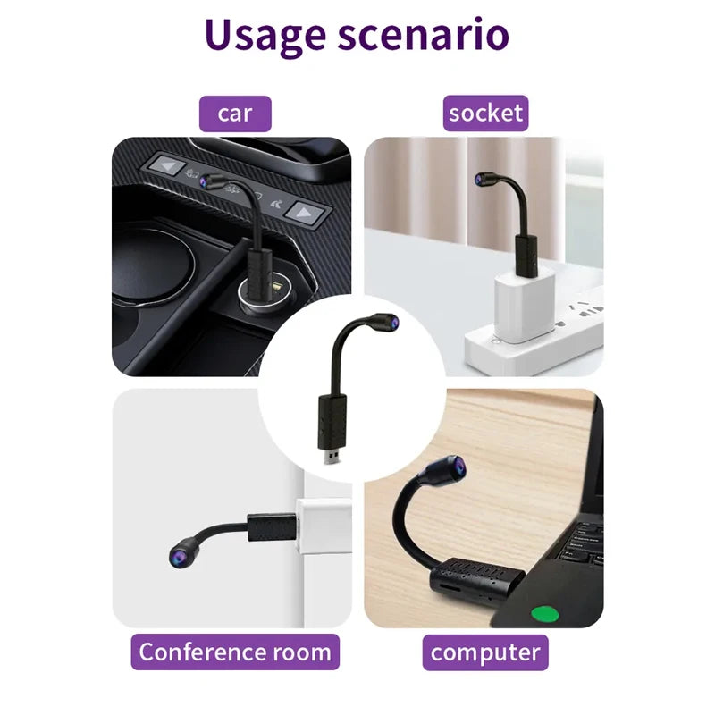 4K USB Surveillance Wifi Cameras Mini Flexible Lens Cable Motion