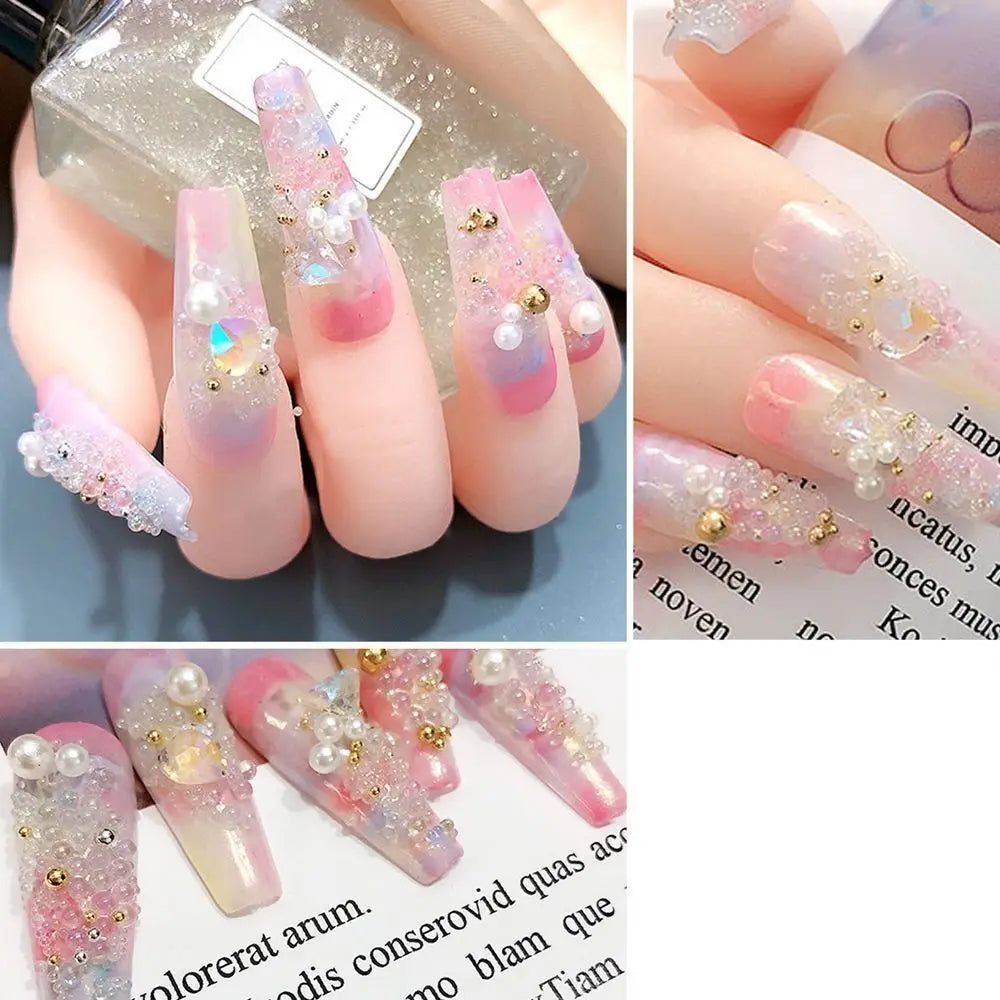 Glass Nail Art Aurora Bubble Beads Mixed 3D Decoration Charms Bead Zpaxo