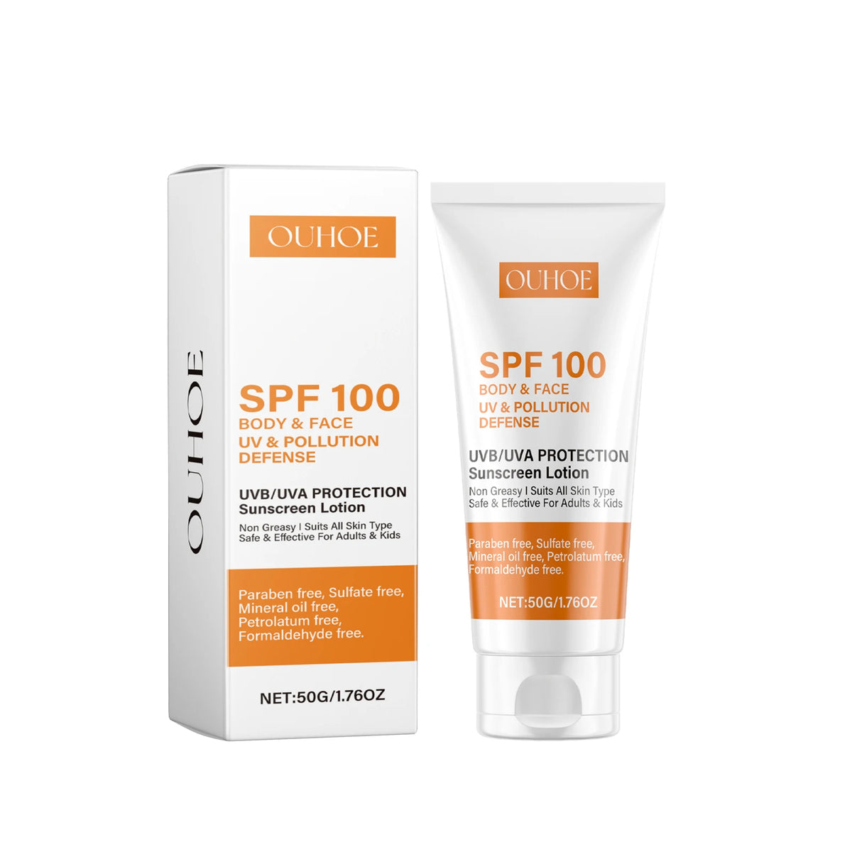 Face & Body Sunscreen Non-Greasy SPF 100+ Facial Sunblock UVA & UVB Protection Sunblocking Cream Anti Aging for Summer Beach Zpaxo 50g boxed