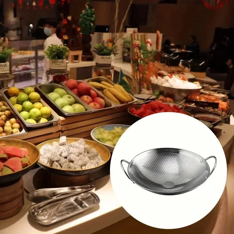 1pc 29cm/11inch stainless steel honeycomb skillet non-stick with handle scratch-resistant cooking pasta steak porridge ramen Zpaxo