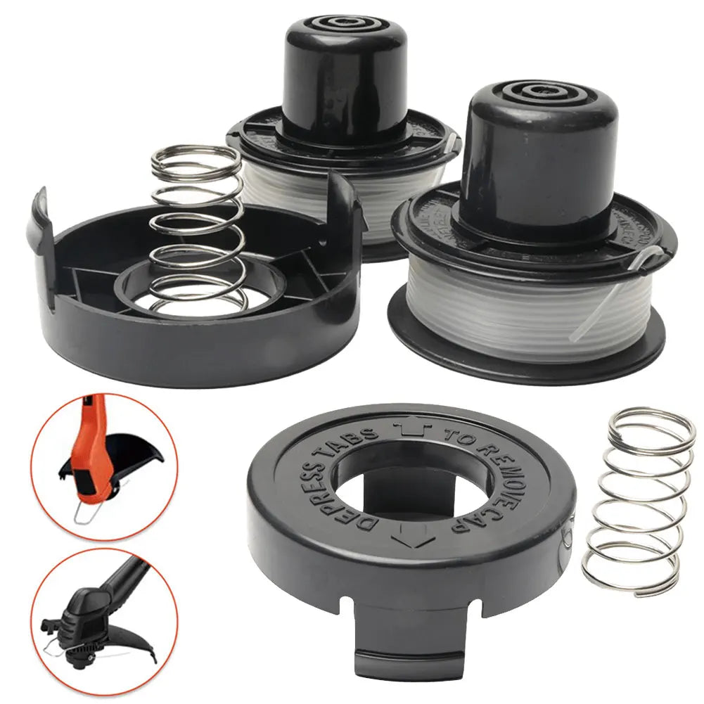 20ft String Trimmer Line Replacement Spools Spool Cap Covers Spring