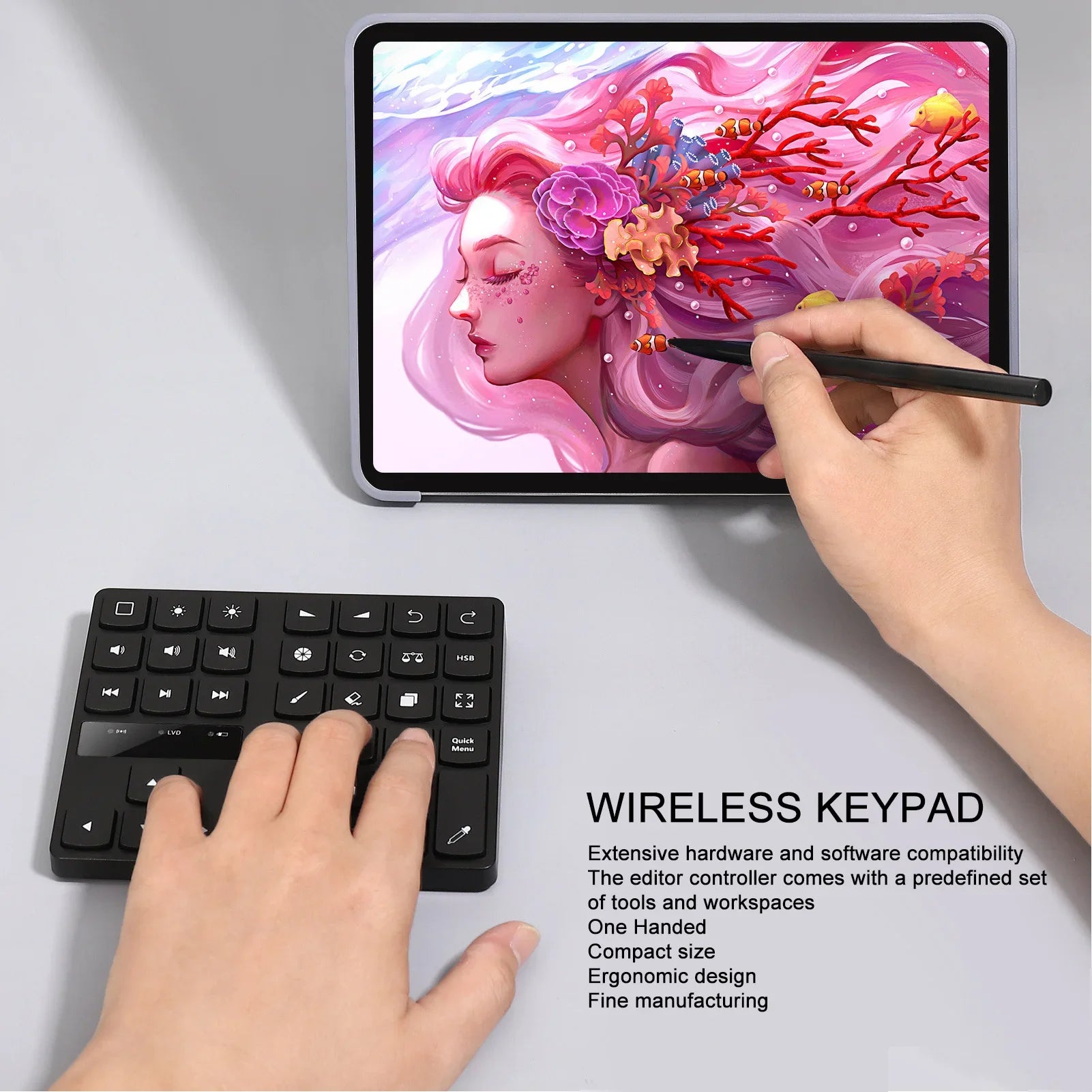 Drawing Keyboard Mini 35 Keys One Handed Ergonomic Shortcut IOS OS X Zpaxo