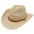 Womens Straw Western Cowboy Hat Foldable Wide Brim Summer Sun Hats