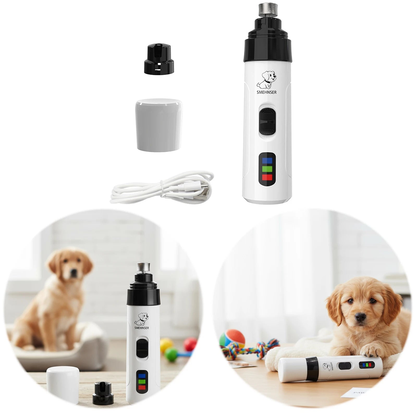 Electric Dog Nail Clippers Quiet Rechargeable Claw Grinder Vibration