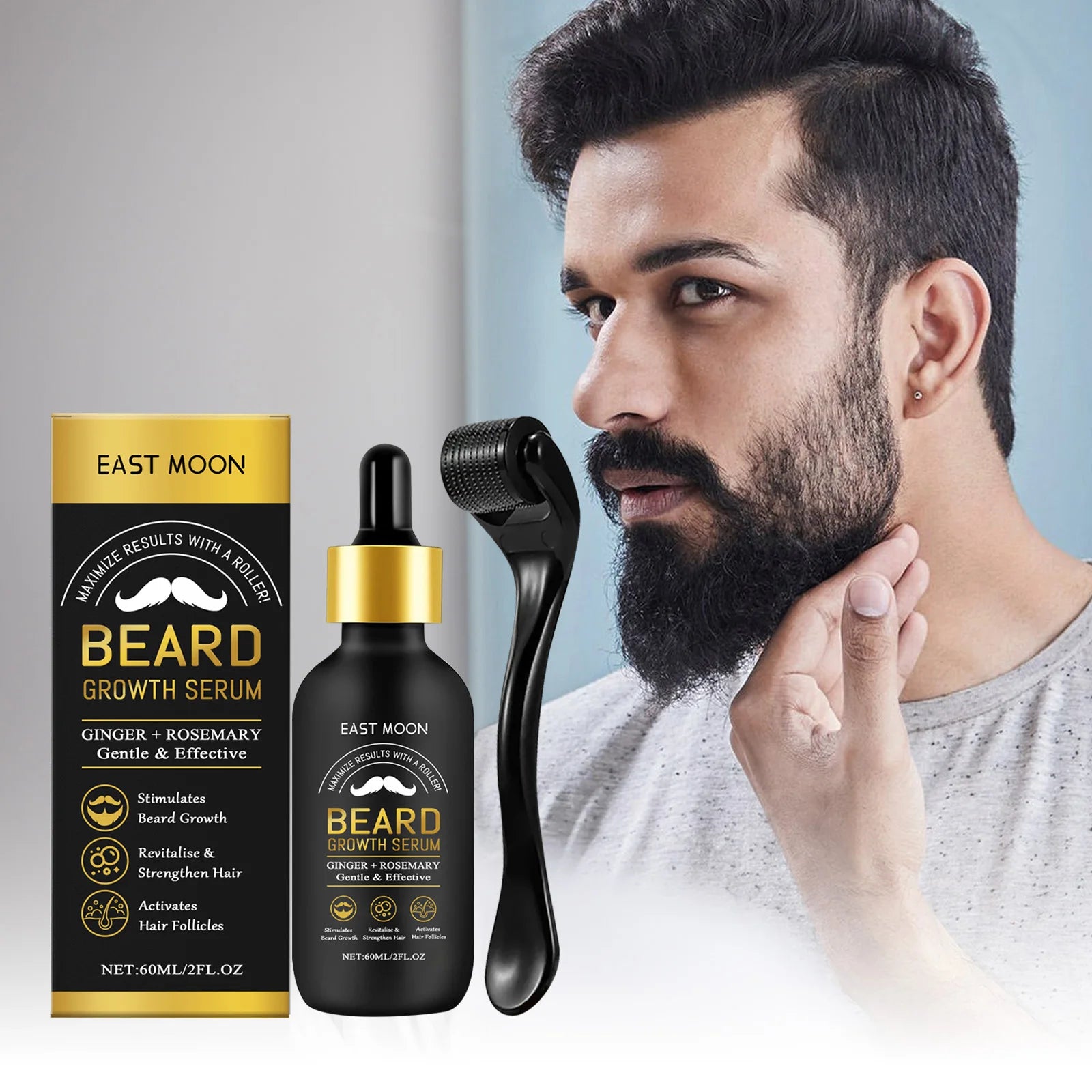 WEST MONTH Beard Thickening Oil + Roller Ball | Men's Grooming Beard Care Oil Zpaxo