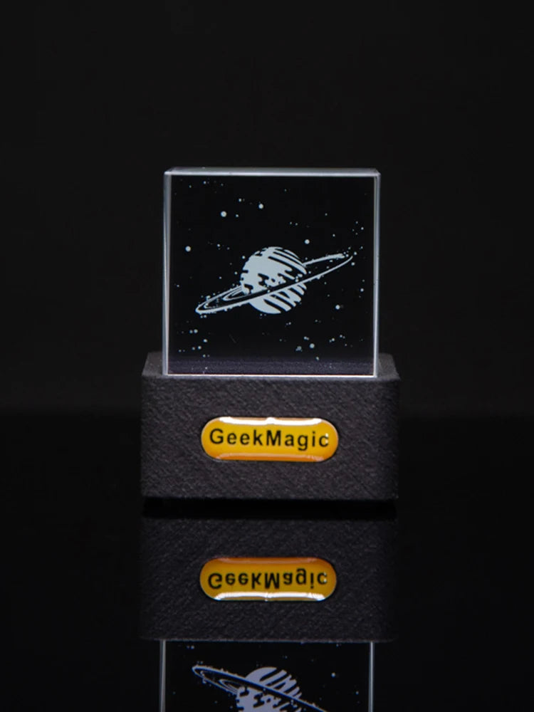 Crystal Cube Photo Display Holographic Desktop Smart Weather Station Digital Clock with GIF Animations Album Desktop Decoration Zpaxo