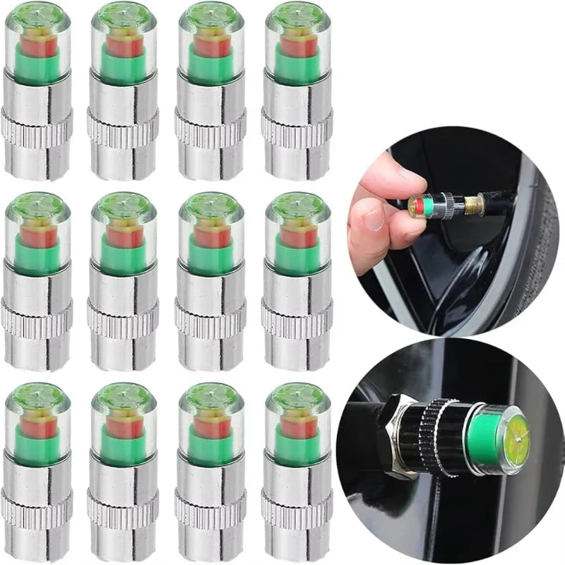 Tire Pressure Indicator Valve Caps – 4/8/12/24-Pack