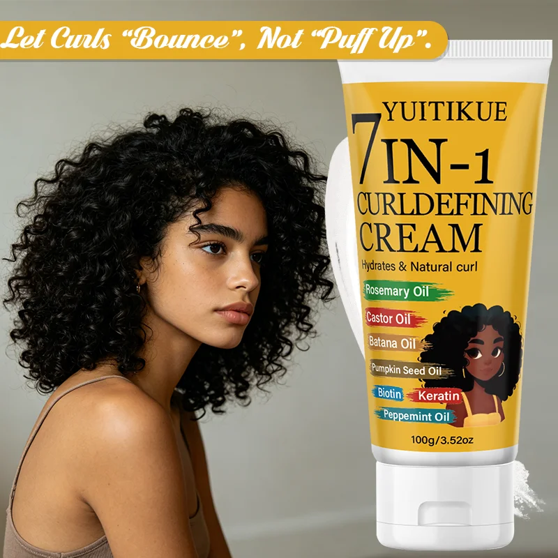 7-in-1 Curl Defining Cream | Batana Oil & Keratin Anti-Frizz Curl Defining Cream Zpaxo