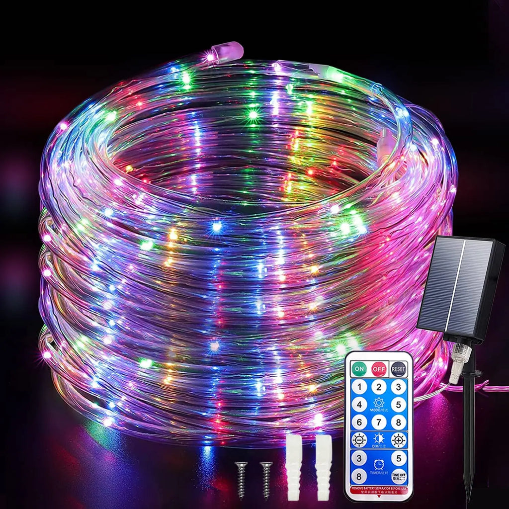 Solar String Lights Fairy Leather Thread Lamp RGB Warm White 8 Mode Zpaxo