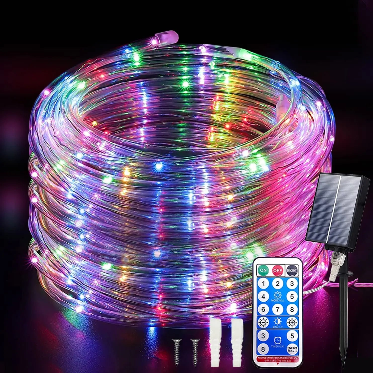 Solar String Lights Fairy Leather Thread Lamp RGB Warm White 8 Mode Zpaxo