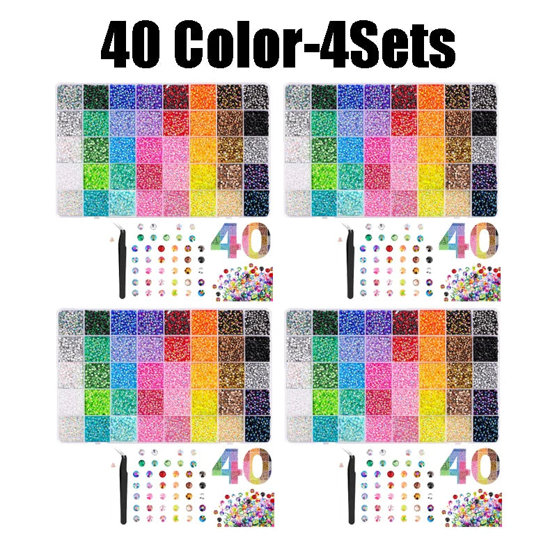 Simple Shiny Half-round Nail Rhinestones Flat Bottom Resin Gems DIY Zpaxo 40 Color-4Sets