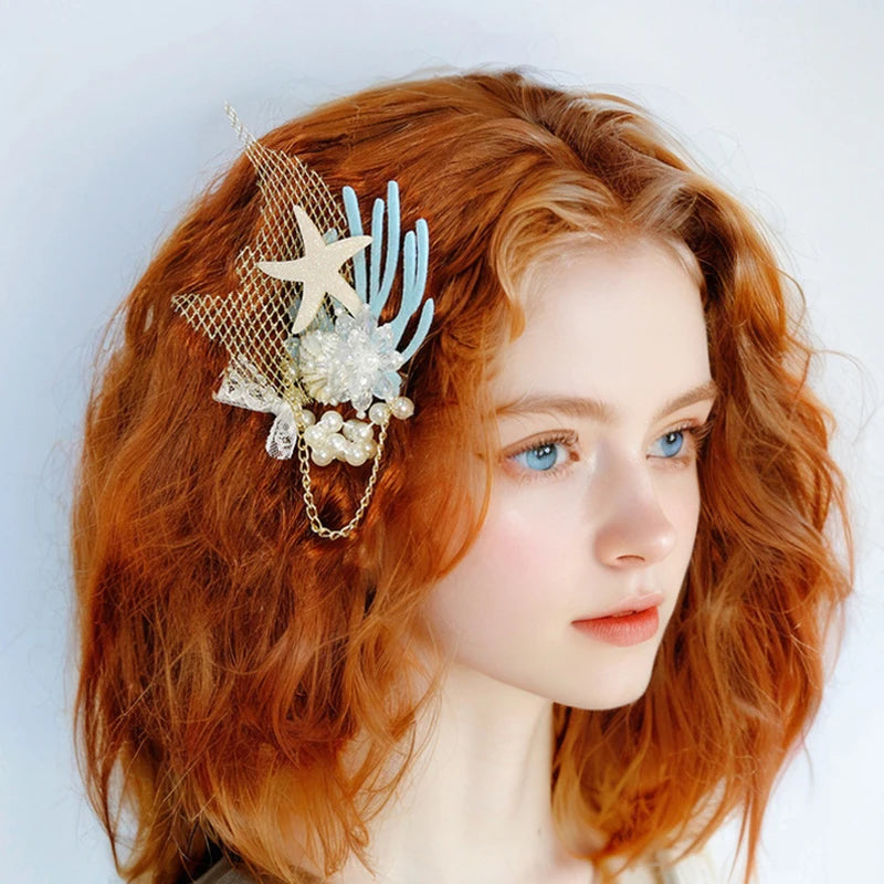 Ocean-inspired Hair Embellishments Starfish Synthetic Crystal Shell Zpaxo Default Title