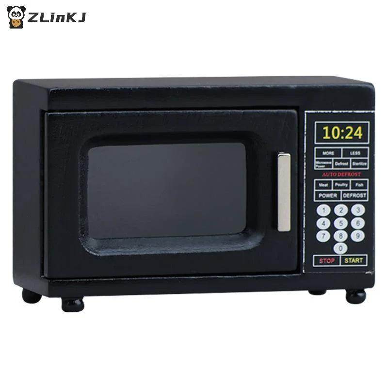 ▶1:12 Dollhouse Miniature Black Microwave Oven Furniture Home Model Decor Toy Doll House Accessories Zpaxo
