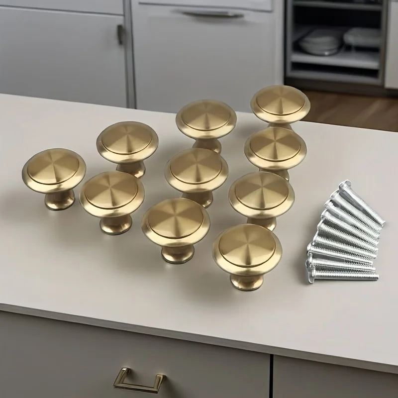 8pcs Golden Single Hole Cabinet Drawer Pull Handle round Small Furniture Handle for Wardrobe Cabinet Simple Design Zpaxo