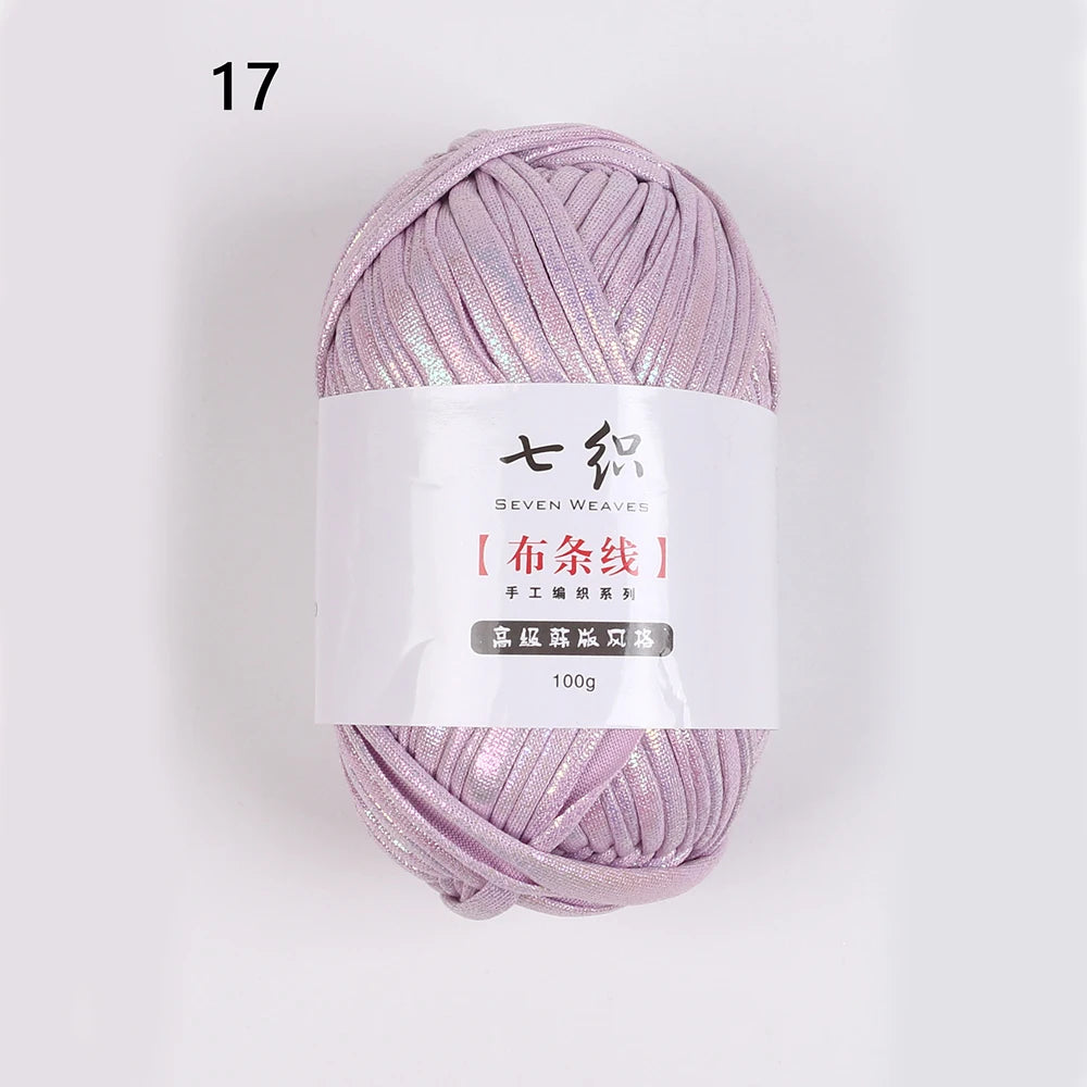 100g/Roll Metallic Crochet Yarn Imitation Leather Shiny Crochet Yarn Fabric Yarn for Knitting T-Shirt Bag Craft Zpaxo Light purple