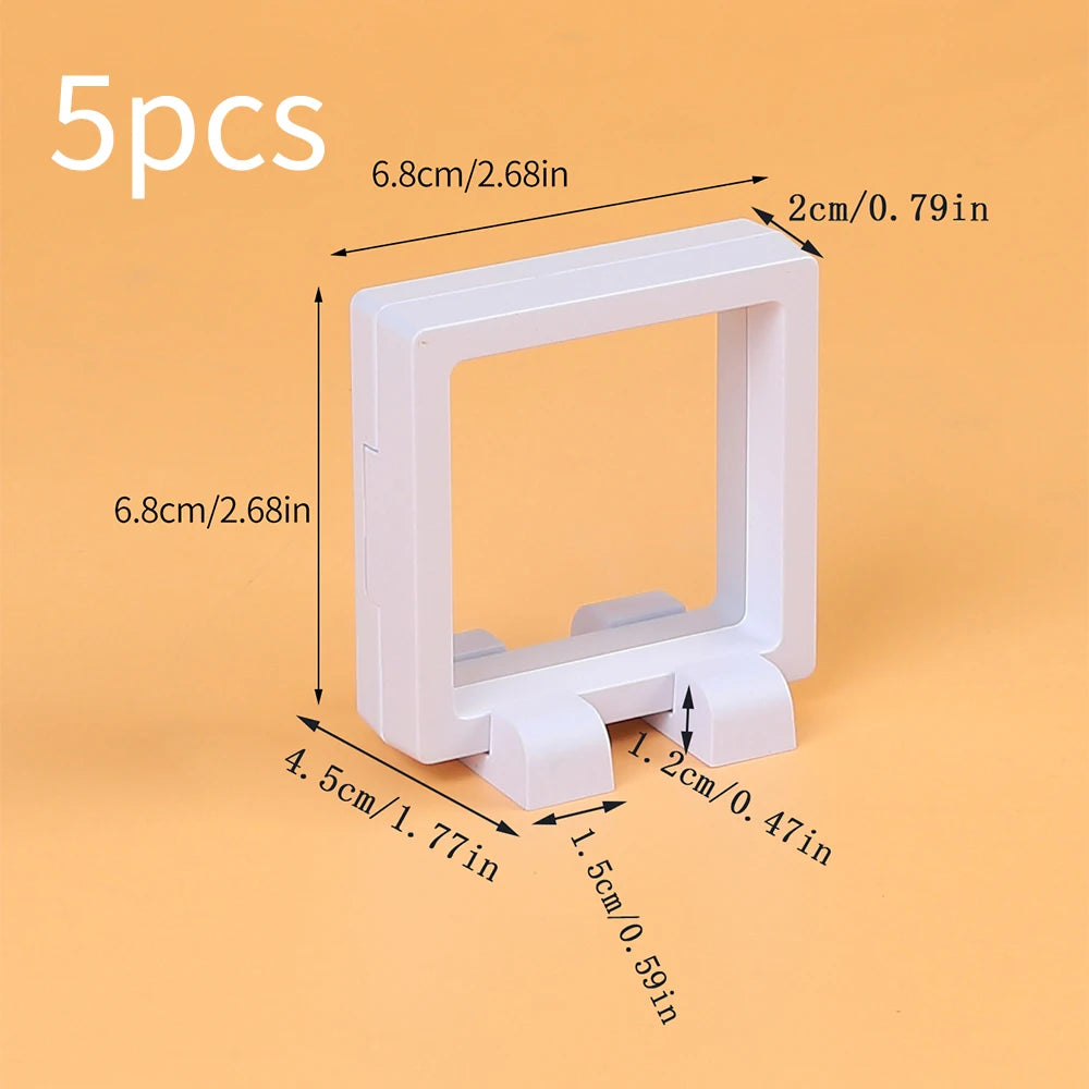 5Pcs Floating Display Case Frame Ring Necklace Earring Packaging Box Jewelry Coin Display Stand Holder Zpaxo 5Pcs White