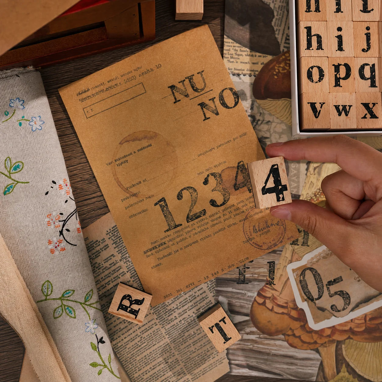 Vintage Broken Style Wooden Rubber Stamp Set – Letters & Numbers Decorative Rubber Stamps Zpaxo