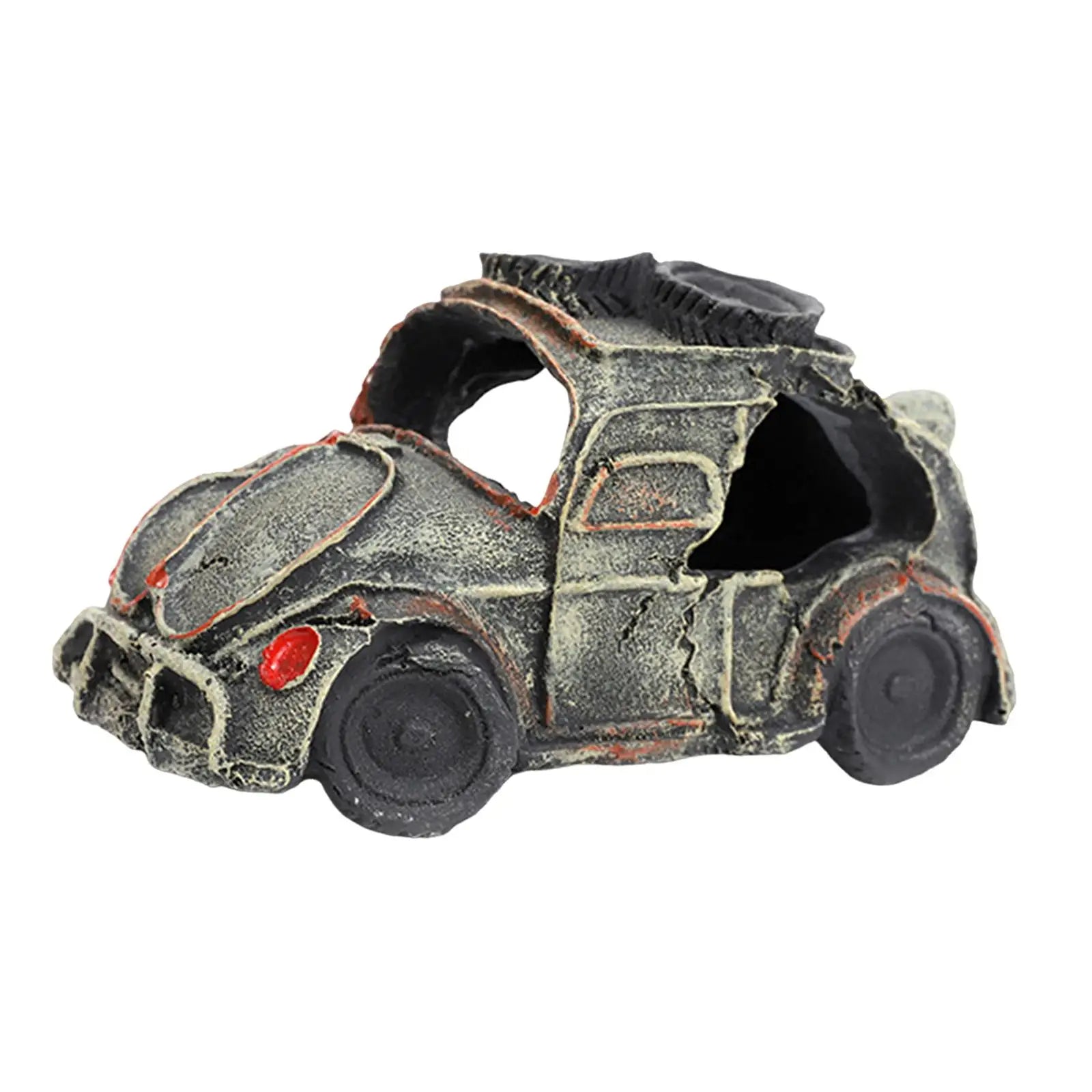 Auto Wreck Aquarium Decoration Fish Tank Ornament House for Spawning Aquatic Pets to Breed Small Fish Crustaceans Rest Play Zpaxo D 15.5x10x8cm